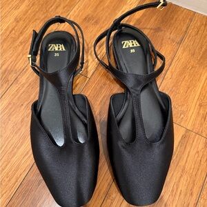 Zara Women's Elegant Black Satin Heels